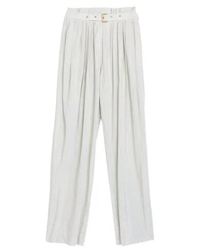 Balmain Woman Pants White Size 6 Silk, Aluminum