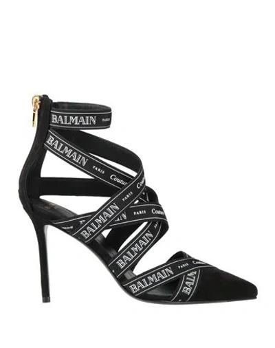 Balmain Woman Pumps Black Size 6 Leather, Textile Fibers