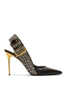 Balmain Leather Monogram Ruby Heeled Sandals 95 In Black