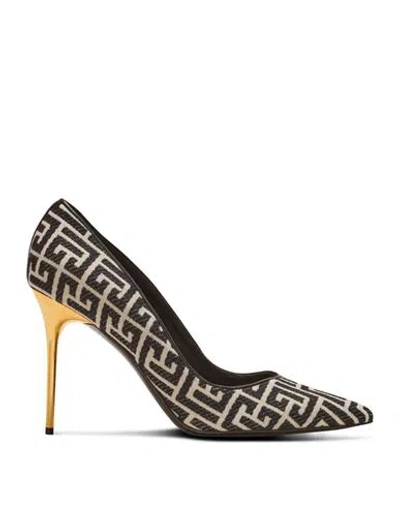 Balmain Monogram Jacquard Ruby Pumps 95 In Black