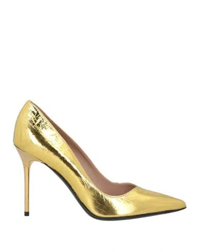 Balmain Woman Pumps Gold Size 7 Lambskin