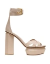 Balmain Ava Platform Pumps In Beige