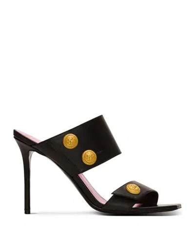 Balmain Smooth Leather Eva Mules In In Black