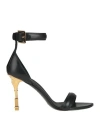 Balmain 95mm Moneta Patent Leather Sandals In Black