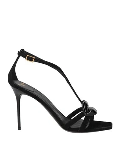 Balmain Woman Sandals Black Size 8 Goat Skin