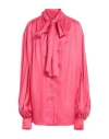 Balmain Monogram-jacquard Silk Shirt In Red