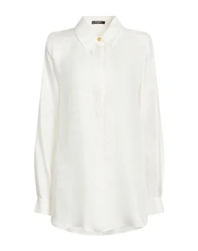 Balmain Woman Shirt Off White Size 6 Circulose Viscose, Silk