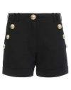 Balmain Button-embellished Cotton-faille Shorts In Black