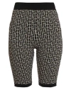 Balmain Monogram Jacquard Zipped Cycling Shorts In Black