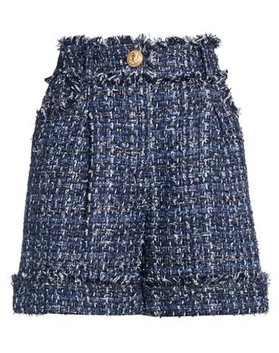 Balmain Woman Shorts & Bermuda Shorts Blue Size 10 Cotton, Synthetic Fibers, Acetate, Viscose, Linen