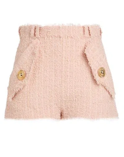 Balmain Woman Shorts & Bermuda Shorts Blush Size 8 Polyamide, Virgin Wool, Cotton In Pink