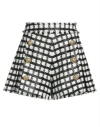 Balmain Checked Pleated Wool-blend Tweed Shorts In White