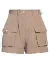 Balmain Woman Shorts & Bermuda Shorts Khaki Size 2 Wool In Beige