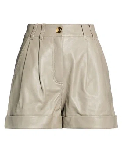 Balmain Woman Shorts & Bermuda Shorts Taupe Size 2 Lambskin In Grey