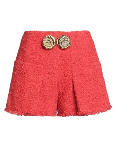 Balmain Woman Shorts & Bermuda Shorts Tomato Red Size 6 Polyamide