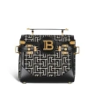 Balmain Bbuzz 23 Top-handle Bag In Monogram Jacquard In Black