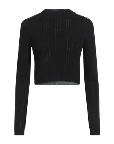 Balmain Woman Sweater Black Size 2 Cotton, Polyamide