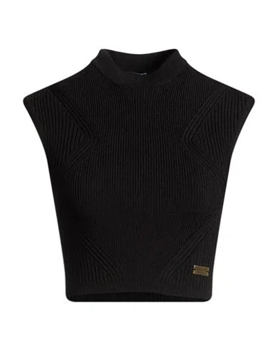 Balmain Cropped Ribbed-knit Top In Black