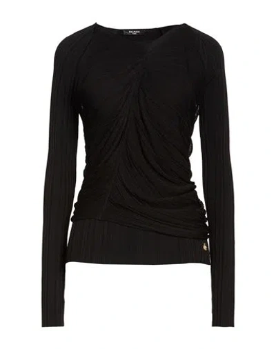 Balmain Woman Sweater Black Size 8 Viscose, Polyamide, Elastane