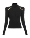 Balmain Button-embellished Ribbed-knit Jumper In Black