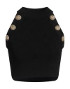 Balmain Embellished Ribbed-knit Halterneck Top In Black
