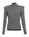 Balmain Monogram Jacquard Sweater In Black