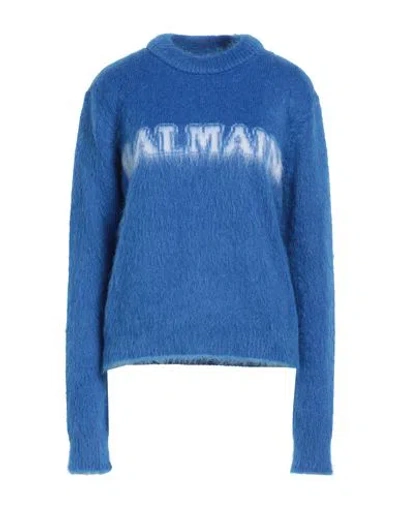 Balmain Woman Sweater Blue Size 6 Mohair Wool, Polyamide, Virgin Wool, Wool