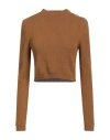 Balmain Woman Sweater Camel Size 4 Cotton, Polyamide In Beige