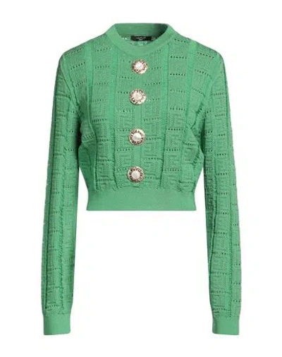 Balmain Woman Sweater Green Size 8 Viscose, Polyester, Polyamide, Elastane