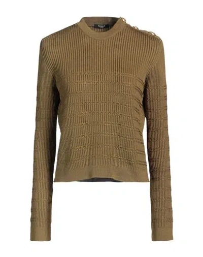 Balmain Woman Sweater Military Green Size 8 Viscose, Polyamide
