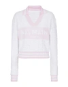 Balmain Pb Monogram-jacquard Polo Shirt In Pink