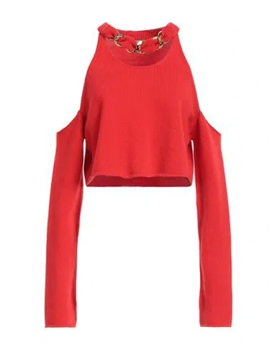 Balmain Woman Sweater Red Size 6 Wool, Aluminum