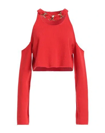 Balmain Woman Sweater Red Size 8 Wool, Aluminum