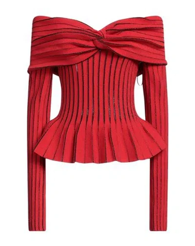 Balmain Woman Top Red Size 10 Viscose, Polyester