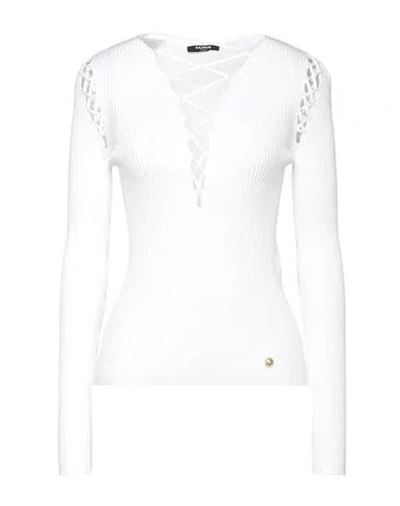 Balmain Woman Sweater White Size 6 Viscose, Polybutylene, Polyamide