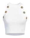 Balmain Woman Top White Size 8 Viscose, Polyester