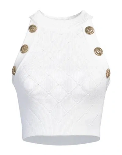 Balmain Woman Top White Size 8 Viscose, Polyester In White