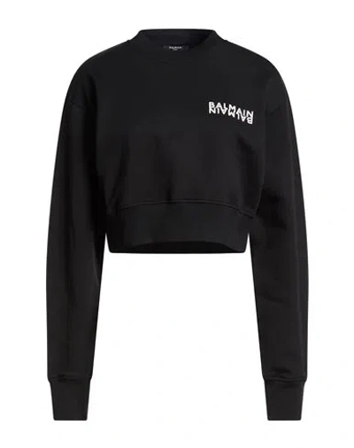 Balmain Woman Sweatshirt Black Size L Cotton