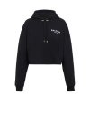 Balmain Embroidered-logo Cotton Hoodie In Black