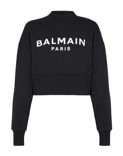 Balmain Woman Sweatshirt Black Size L Cotton