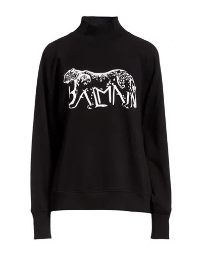 Balmain Leopard Print High-neck Sweatshirt In Black