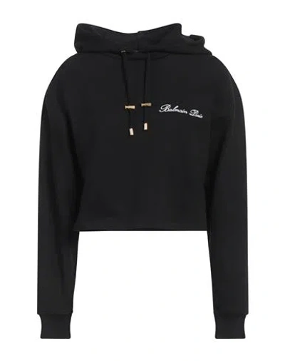 BALMAIN BALMAIN WOMAN SWEATSHIRT BLACK SIZE XL COTTON, ELASTANE