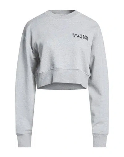 Balmain Woman Sweatshirt Grey Size L Cotton In Gray