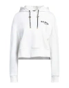 Balmain Logo Printed Drawstring Hoodie In White