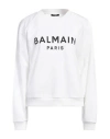 Balmain Women Logo Organic Cotton Cropped Sweatshirt In White