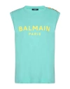 Balmain Organic Cotton Logo Tank Top In Blue