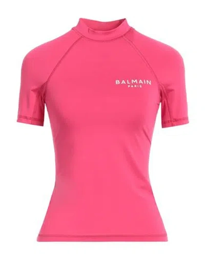 Balmain Woman T-shirt Fuchsia Size S Polyester, Elastane In Pink