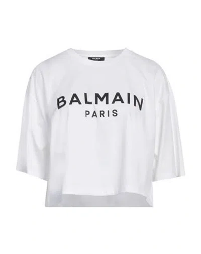 Balmain Logo-print Crop T-shirt In White