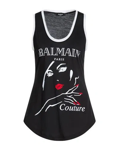 Balmain Woman Tank Top Black Size M Polyester
