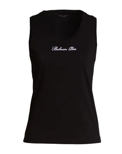 Balmain Woman Tank Top Black Size Xl Cotton